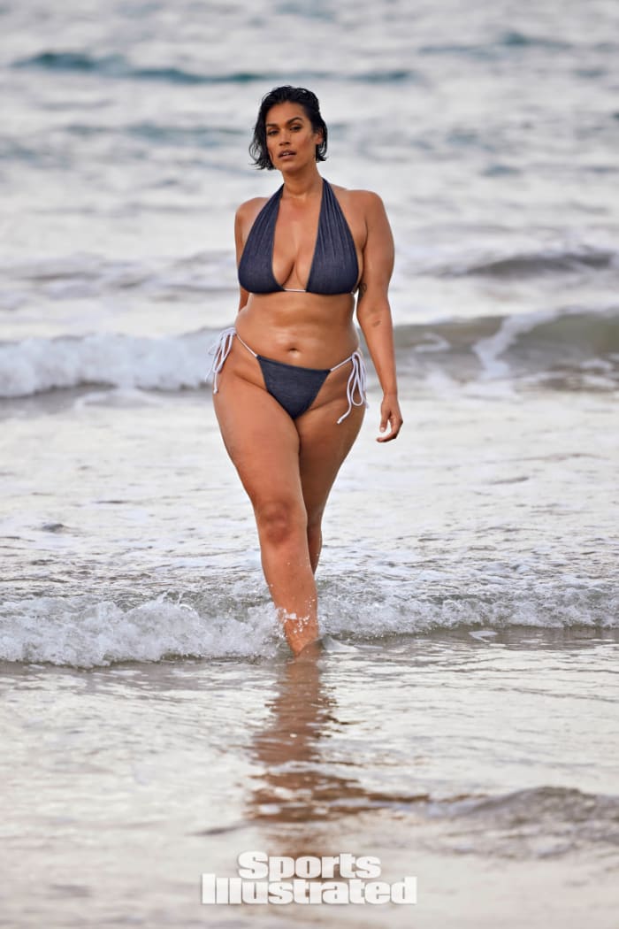 Jennifer Atilémile was photographed by Derek Kettela in Puerto Rico. Swimsuit byToxic Sadie Swimwear.